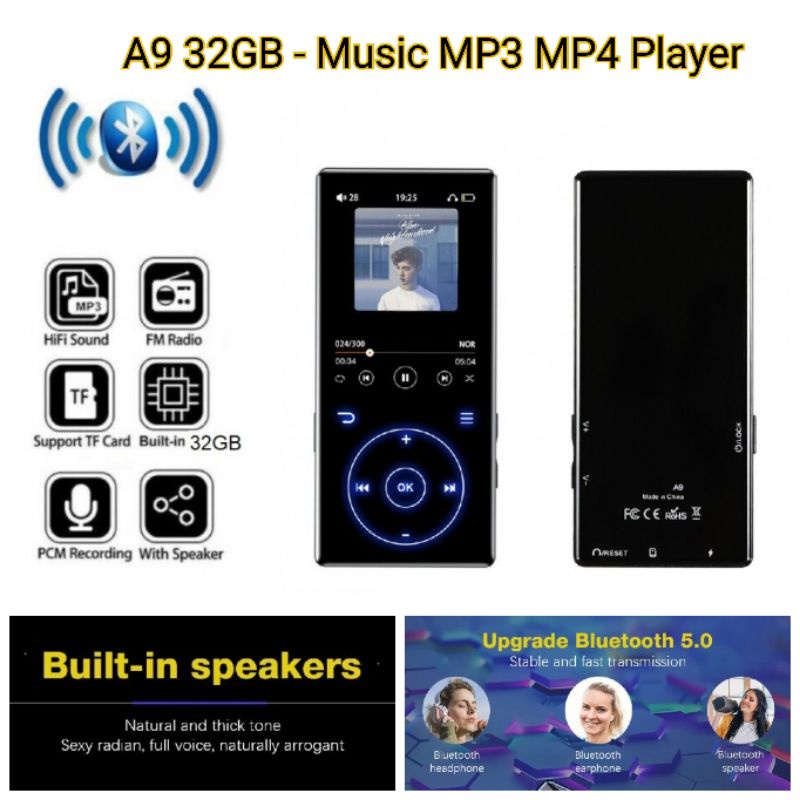 Reproductor de MP3 de 32 GB con Bluetooth 5.0