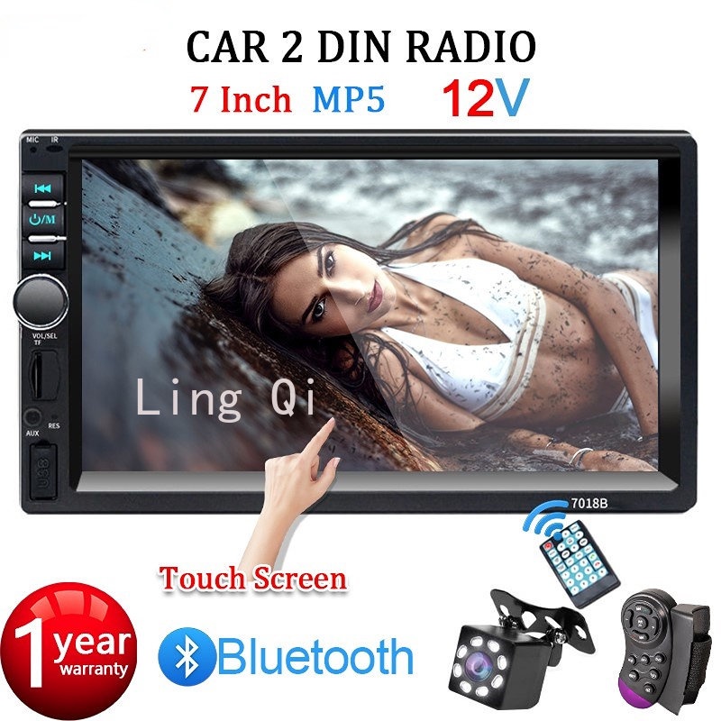 Estéreo de coche doble DIN Bluetooth Radio de coche 7 pulgadas reproductor  MP5 HD pantalla táctil FM Radio receptor de audio AUX en USB TF tarjeta