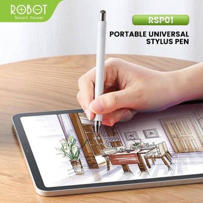 ROBOT Sp-01) Lápiz Óptico Universal 2 En 1 Capacitivo Para Pantalla Táctil  De PC Móvil Y Tableta