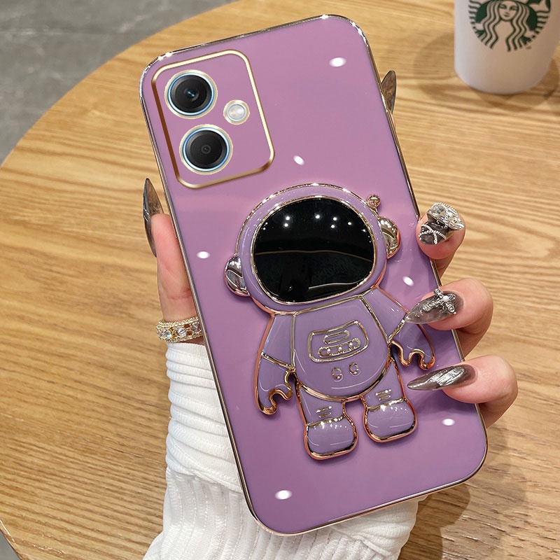 Custodia Per Redmi Note 12 4G Con Design Astronauta Cartoon - Silicone TPU Antiurto Rosa - Supporto Posteriore - 2