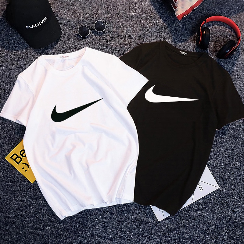 Pareja Camiseta Nike Verano Estilo Coreano Unisex Manga Corta Hombres Mujeres Blanco Negro Hombre Talla Grande Top Shirt Mujer Suelto Deporte Algod n