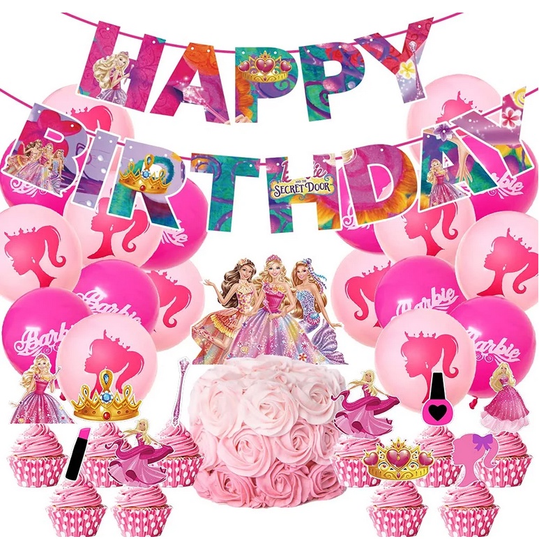 Decoraciones de fiesta de cumpleaños de niña ninja, pancarta rosa de feliz  cumpleaños, globos ninja, adornos para pasteles para suministros de fiesta