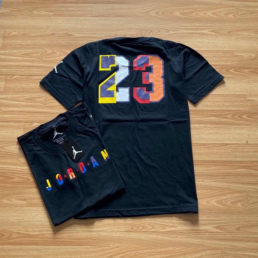 Camiseta Jordan Hombre Rainbow Font 23 Negro Shopee Colombia