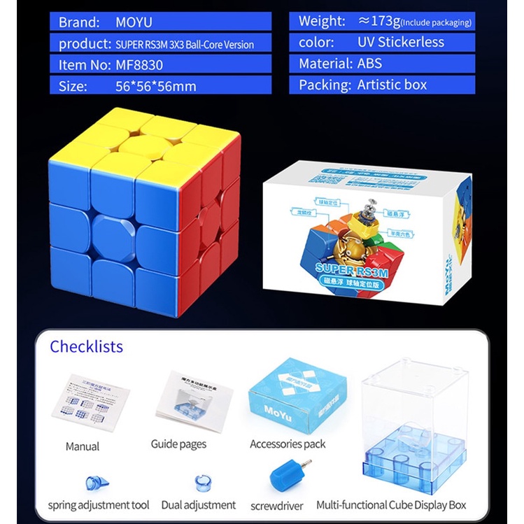 Moyu Super 2022 Rs3m Magnético 3x3 Maglev Bola Núcleo Cubo Mágico