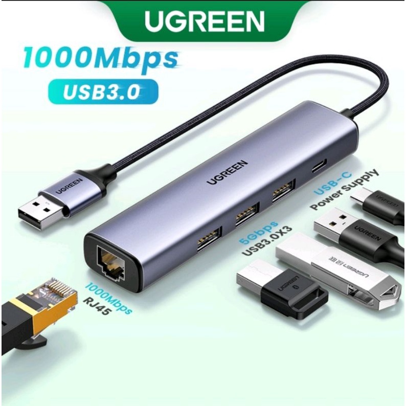 Hub Usb Ugreen Adaptador Usb Ethernet 3 Puertos Usb 3.0 Ugreen 20265