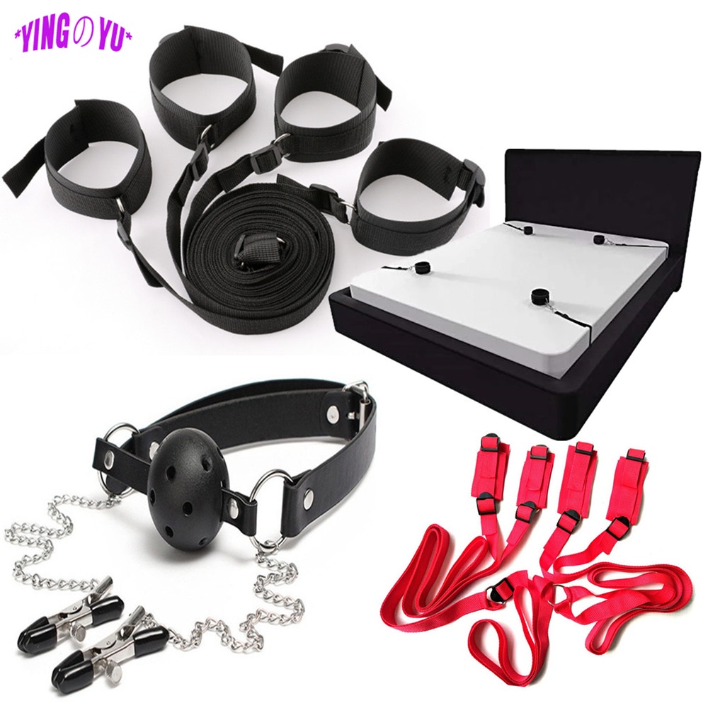 QSJZHY Cama BDSM Correas Esposas Tobillo Puños Boca Mordaza Bola Cadena  Pezón Abrazaderas Engranaje Bondage Juguetes Sexuales Oral Para Parejas  Juegos Adultos | Shopee Colombia