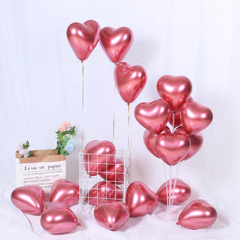  Paquete de 100 globos en forma de corazón, globos de látex de  helio de primera calidad con forma de corazón, para decoración de bodas,  día de San Valentín (con cinta rosa