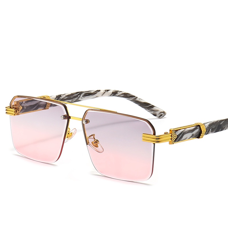 Gafas De Sol De Doble Haz De Diamantes Unisex Parasol 224 Marco De Metal Sin Montura Cartier