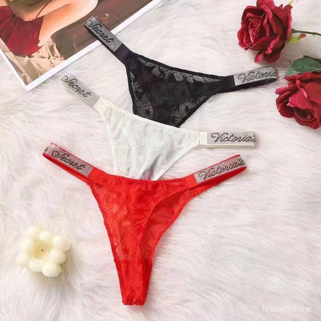 Victoria Secret Tanga De Lujo Diamantes De Imitaci n Dise o De Marca Bragas Mujeres ntimos Encaje Lencer a Calzoncillos Rosa Confort Sin Costuras