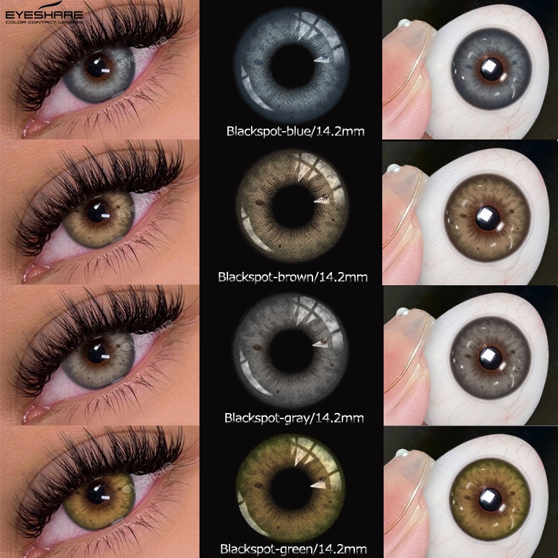 EYESHARE Par De Lentes De Contacto Para Los Ojos Blackspot Seires Lente  De Color Gris Contactos Maquillaje Uso Anual