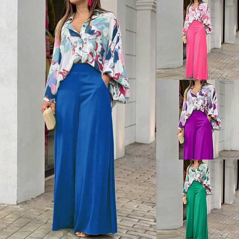 Vestidos 2 Piezas de Moda Para Mujer Elegantes Casuales Verano Blusa  Pantalones 