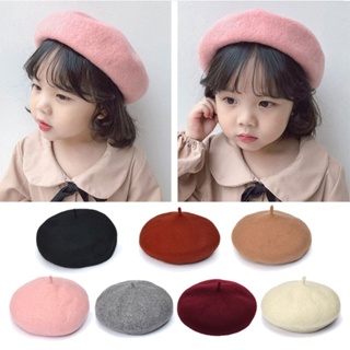 Boinas para niños, sombreros de lana francesa, sombreros de pintor para  niñas pequeñas, estilo de color sólido