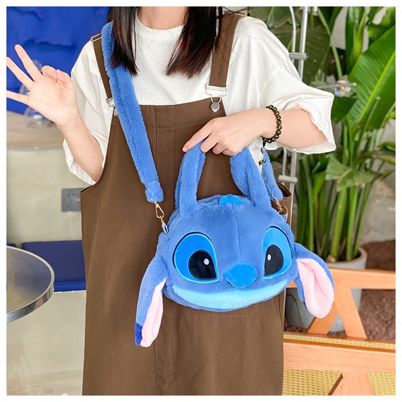 Bolso de peluche de Stitch para niños, bolsa de mensajero de felpa