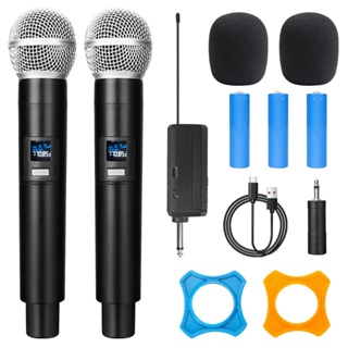 Micrófono inalámbrico recargable, micrófono UHF con 2 micrófonos  inalámbricos dinámicos de mano con receptor portátil, 180 pies, para  fiesta