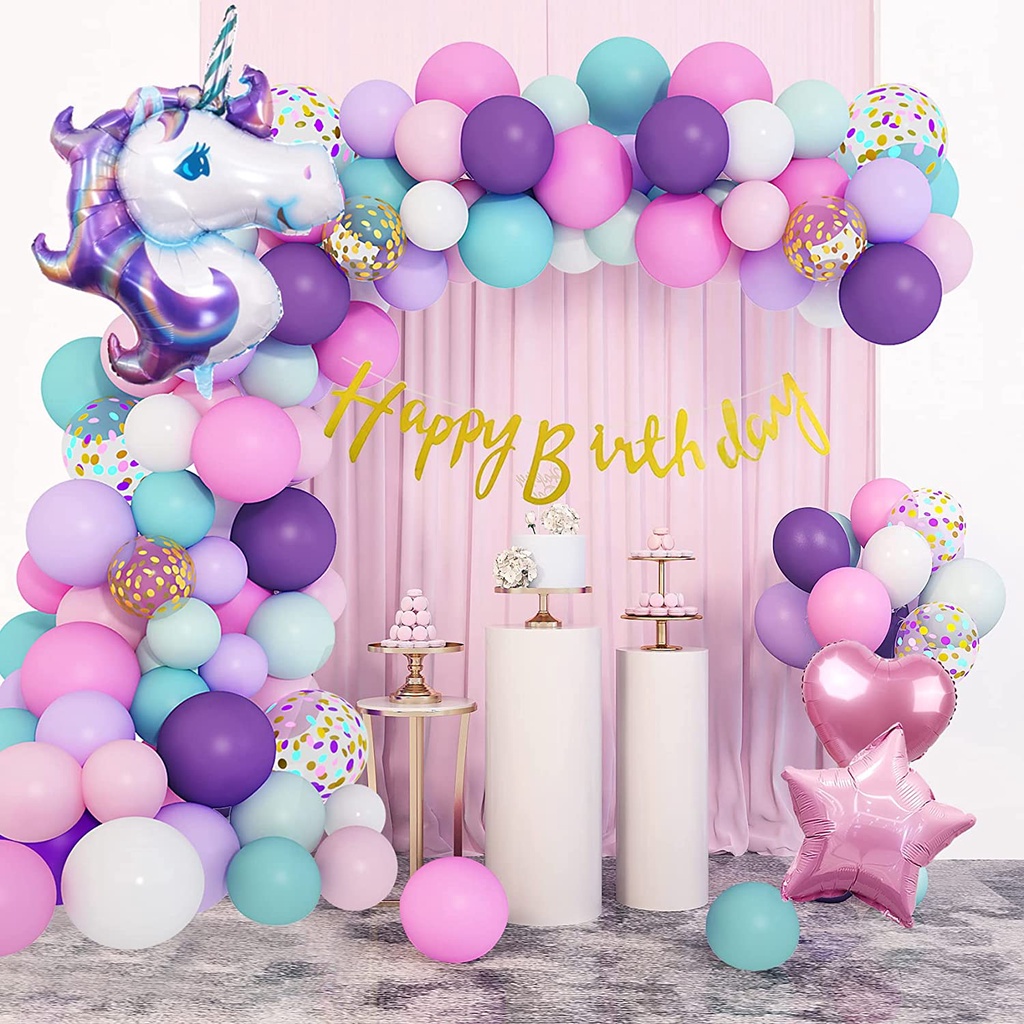 Decoración cumpleaños niña feliz cumpleaños guirnalda globos