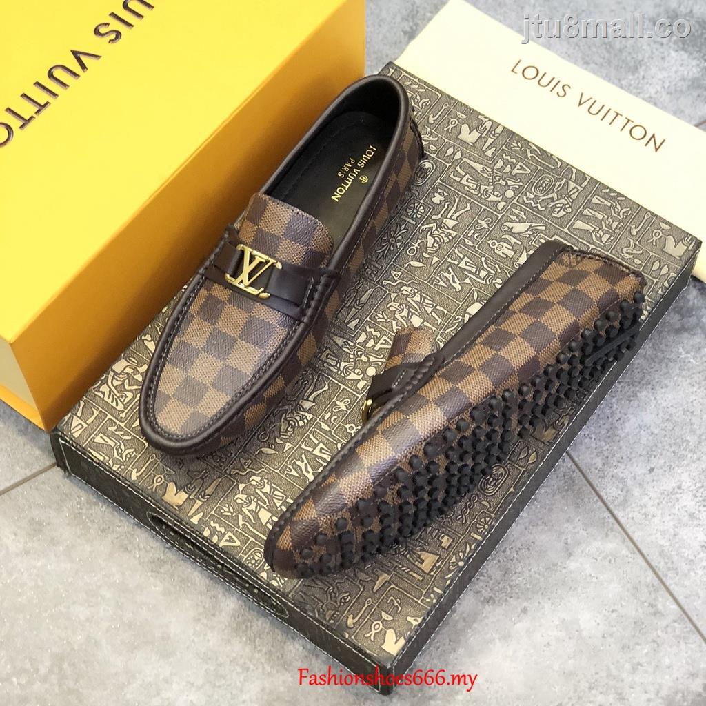 AA Calidad 100 % Original ✔ Moda Nuevo Louis Vuitton LV Mocasines De Hombre  Casual Cuero Zapatos Damier Marrón