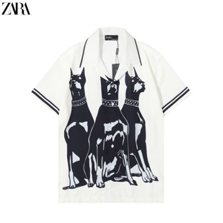 Camisa De Verano Moda ZARA Animal Estampado De Perro top Blusa De Manga Corta Para Hombre