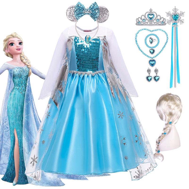 Disfraz talla 150 para 7 8 años para niña de princesa Elsa, Halloween 