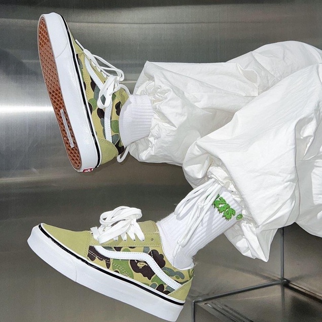 BAPE Vans OldSkool Cl sico retro Primavera Y Verano Lowtop Hombres