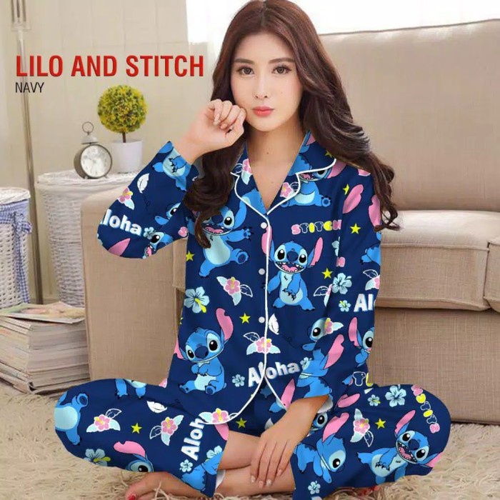 Pijamas para dormir para mujeres adultas LAZA PP motivo de personaje Aloha Stitch Aloha Navy M pijamas mujeres ropa de dormir pijamas env o gratis