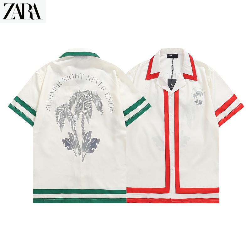 Camisa Estampada Cl sica Con Estampado ZARA De Manga Corta Para