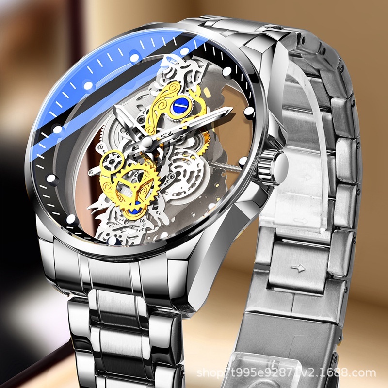 Reloj automatico transparente sale