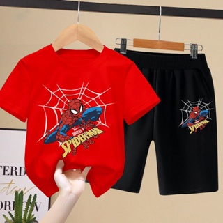 Marvel Spiderman - Conjunto de pijama azul y rojo para niños, camiseta y  pantalones cortos de Spiderman, diseño de telaraña