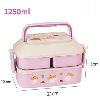 Fiambrera portátil Kawaii para niños y niñas, caja de plástico para Picnic,  Bento, microondas, con compartimentos, contenedores de almacenamiento