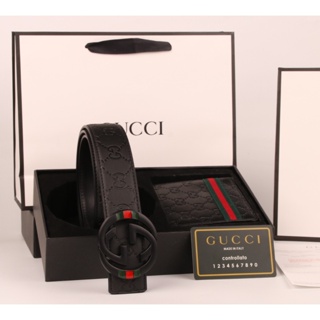 120cm Gucci Cinturón + De Cartera Con Caja De Los Hombres Cinturones De Cuero De Lujo Masculina Monedero Para El Hombre Regalo | Shopee
