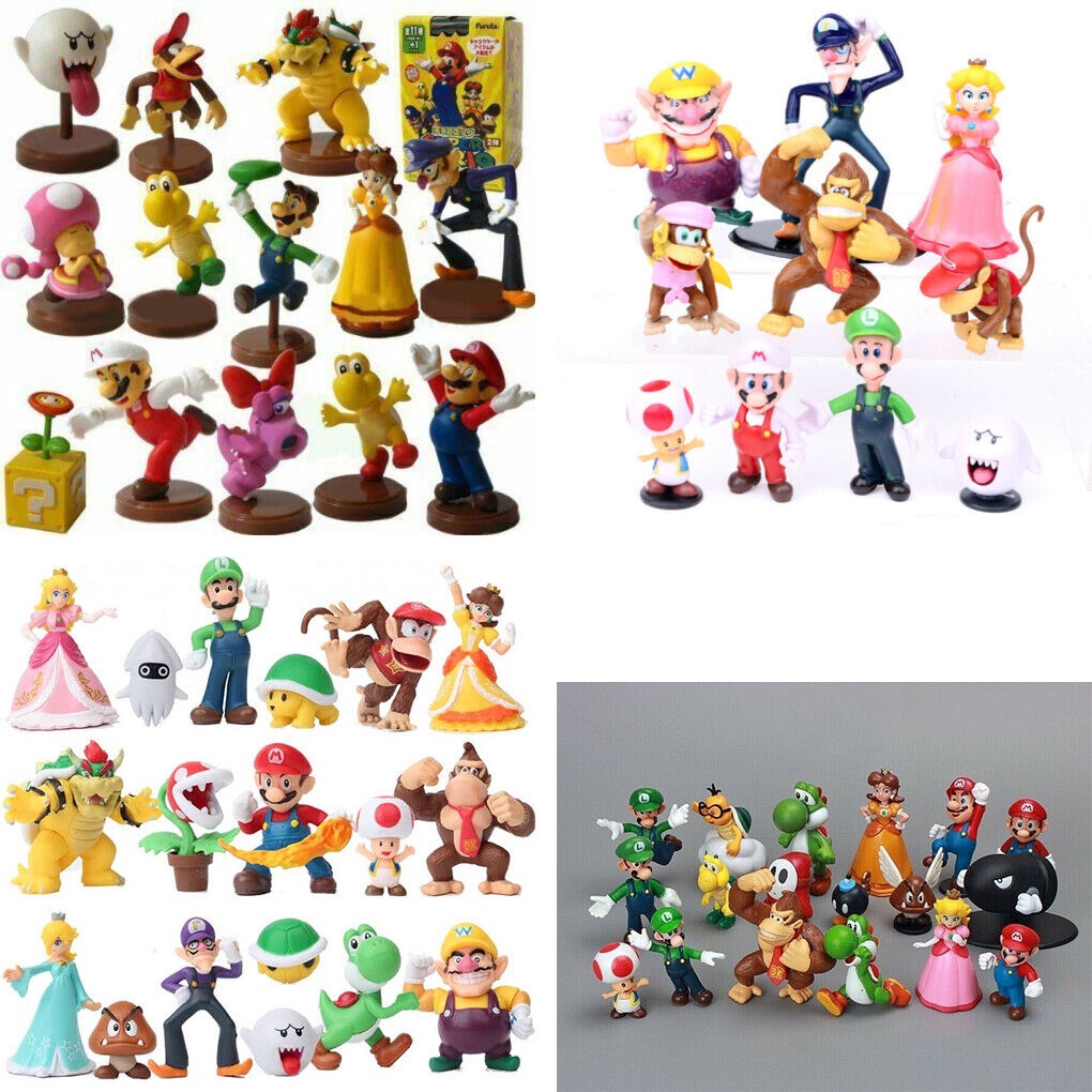 Mario Bros CAKE TOPPER Princess Peach Luigi Yoshi Donkey Kong 6 Figure Set  Birthday Party Cupcakes Mini Figurines Super Nintendo * FAST Shipping * Toy  Doll Set