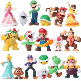 Super Cake Topper Mario Kart Princesa Peach Kong cifras de juguete Set de 6  suministros para fiestas de cumpleaños de dibujos animados Figura