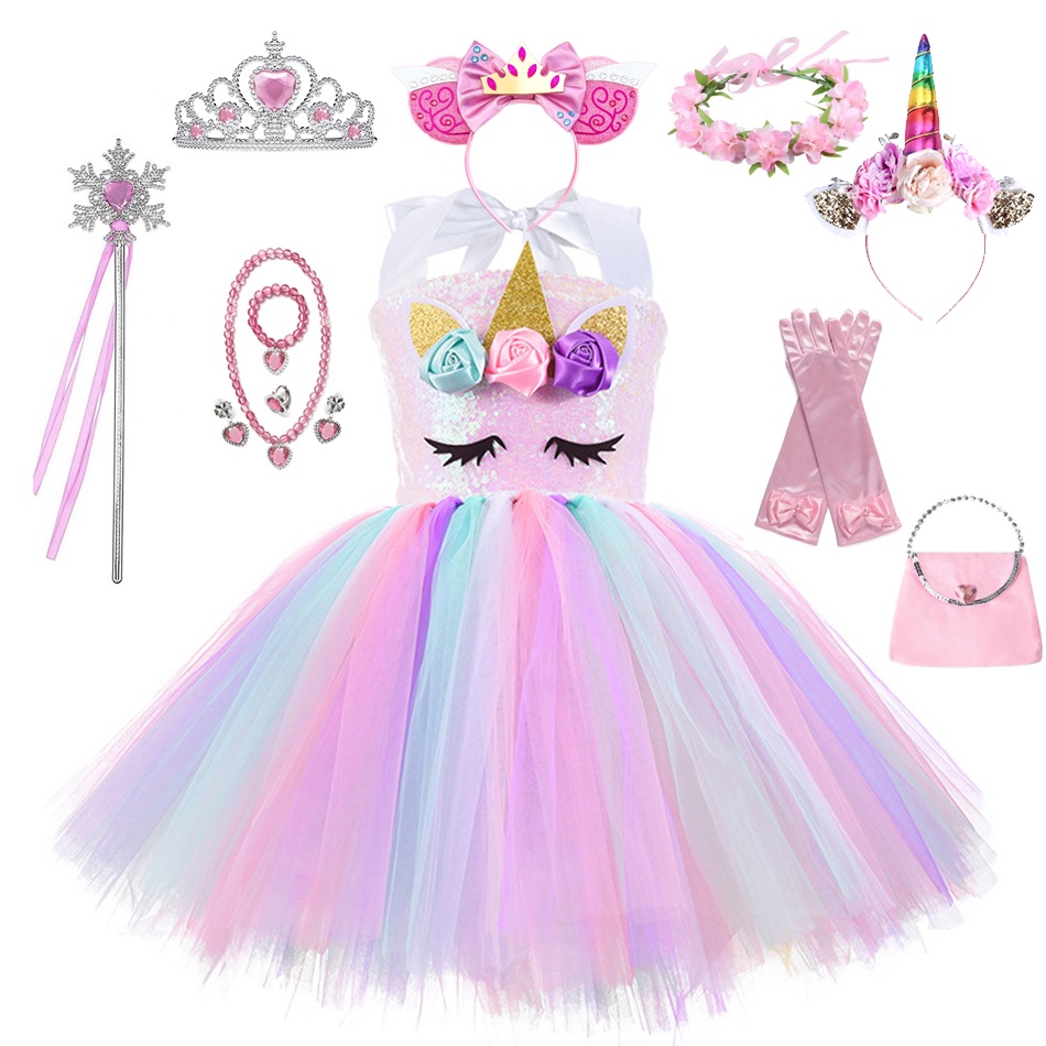 Ropa Para Niños Cosplay Unicornio Niñas Vestido Lindo De Dibujos