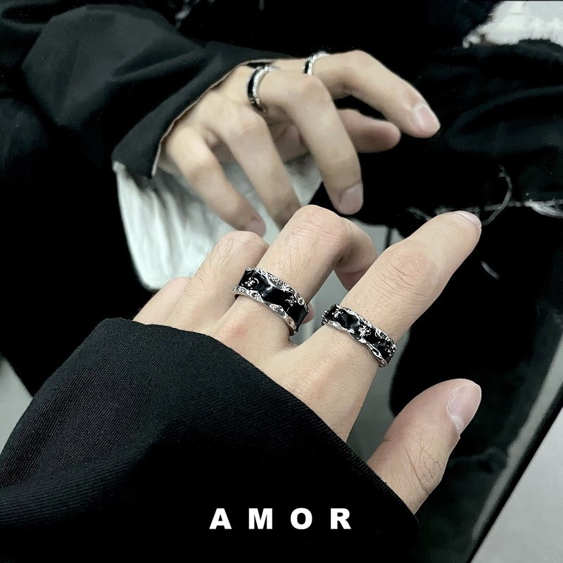 Juego De Anillos Negros Anillo De Pareja Ajustable Shopee Colombia