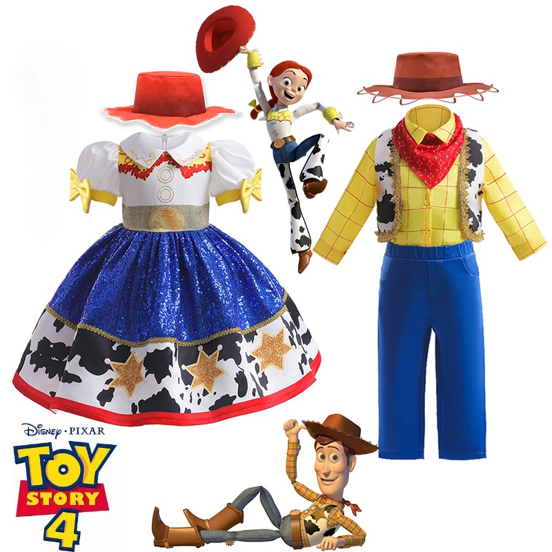 Disney Toy Story Jessie Woody Cosplay Disfraz Niñas Puff Mangas