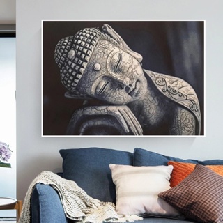 Cuadros de Buda para pared, impresiones en lienzo para decoración del  hogar, pintura de flores azules zen grises para sala de estar, dormitorio,  baño