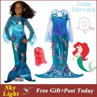 Disfraz de princesa Sirenita para niñas, peluca de sirena, disfraz de  princesa Ariel Cosplay para fiesta de cumpleaños, disfraz de Halloween