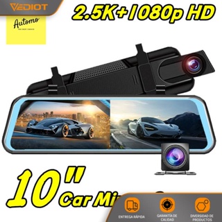 Cámara de salpicadero para espejo retrovisor de coche, videocámara de 10  pulgadas, 2K, HD, pantallas táctiles