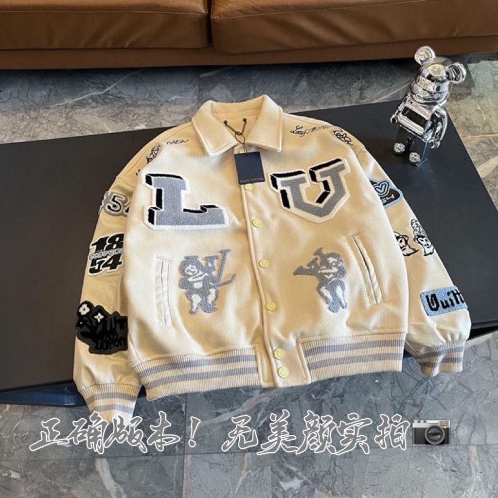 Louis Vuitton 100 % Original Parche De Dibujos Animados Abrigo De Béisbol  Bordado Chaqueta De Hombre Y Mujer