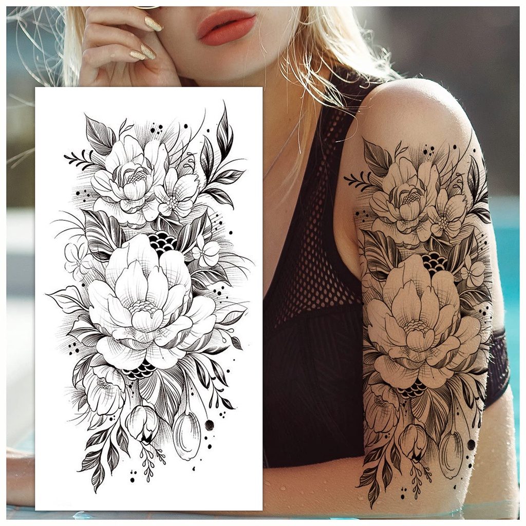 Tatuajes Temporales Para Mujeres Falsas Flores Para Adultos Semi Permanente  Media Manga Tatuaje Cuerpo Pierna Maquillaje Impermeable | Shopee Colombia