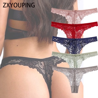 ZXYOUPING 3pcs Mujeres Bragas De Encaje Hueco Tanga Ropa Interior Para  Íntimos Lencería T Espalda Talla Grande