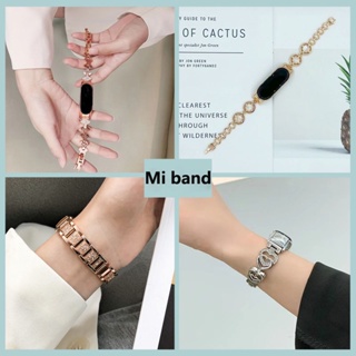 Comprar Xiaomi Band 7 6 Correa pulsera de lujo de acero inoxidable para Xiaomi  Band 6/5/4/3 correa de reloj pulsera de cadena de repuesto para mujer band  for Mi Band