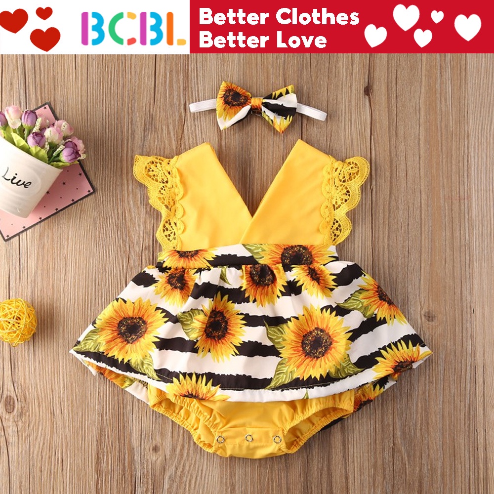 Bebe Ninas Jumpsuit Verano Vestido De Girasol Para Nina Amarillo Para 0 2 Anos GIU9 Shopee Colombia