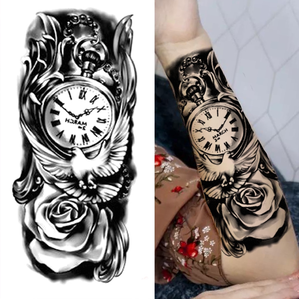 Tatuajes reloj con discount flores