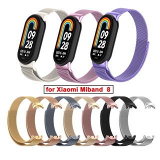 Para Xiaomi Mi Band 8 Active Correa de reloj de acero inoxidable con tres  cuentas +