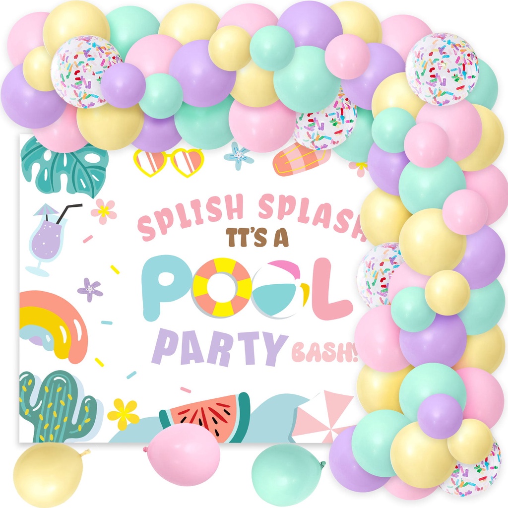 Decoraciones de fiesta en la piscina para niñas y niños, decoración de  fiesta de playa de verano, suministros de fiesta de cumpleaños,  decoraciones