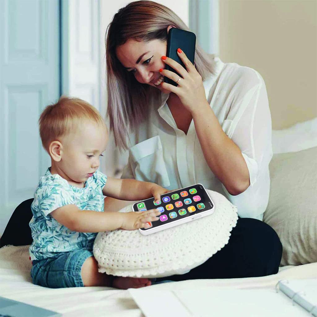 Teléfono De Juguete Educativo Para Bebés De 6 Meses En Adelante, Con Sonidos Y Luz, Diseño De Bordes Redondeados, Material Seguro Tipo Alimenticio