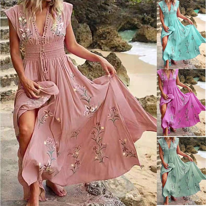Comprar 2023 verano francés Vintage Floral Mini vestido mujer playa  elegante vestido de una pieza moda coreana arco dulce Vestido corto de  fiesta Chic
