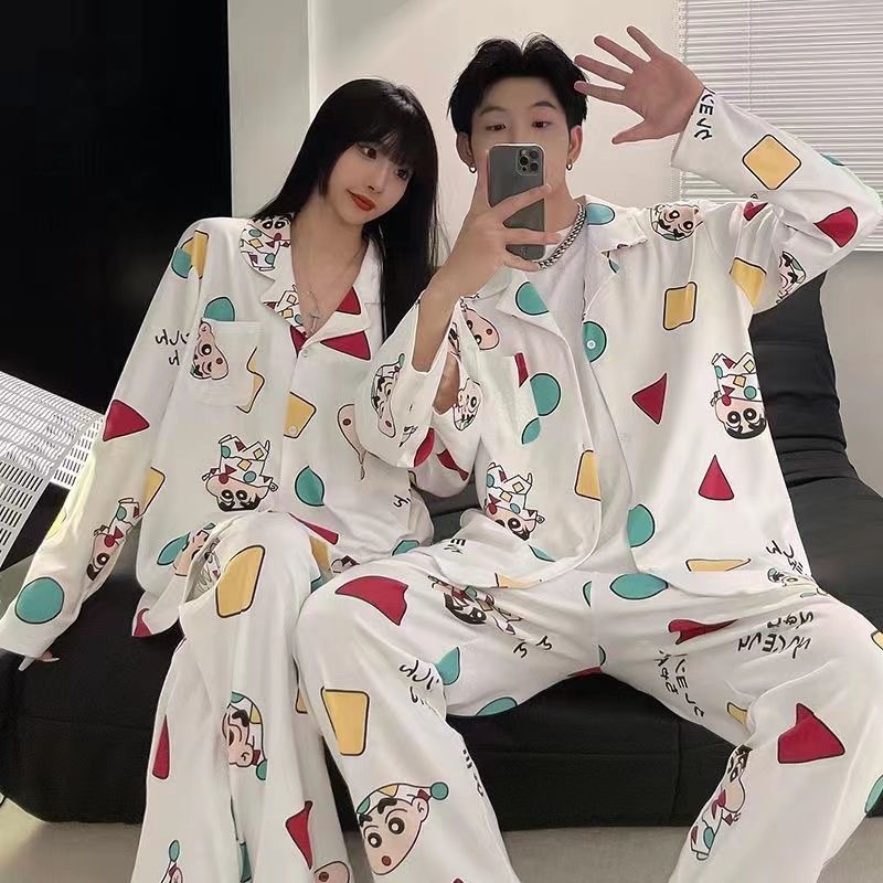 Moda Coreana Mujeres Hombres Talla Grande M 3XL Seda Saten Manga Larga Pijama Conjunto Ropa De Dormir Mujer Hombre Parejas Pijamas Traje Shopee Colombia