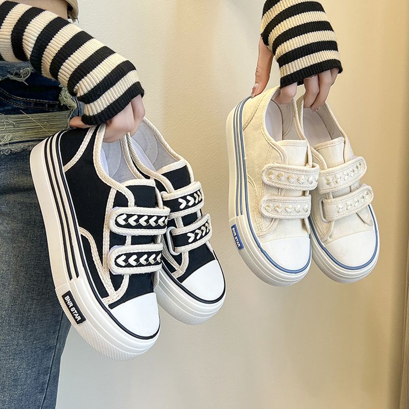 GS Zapatos De Mujer Estilo Chanel Lona De Velcro Mujeres Blancos Niñas  Zapatillas De Deporte Casuales 2023 Verano Versión Coreana De Moda Todos  Los