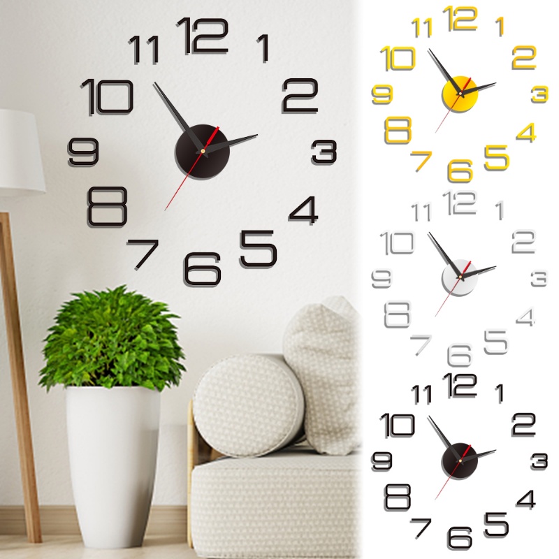 Reloj de pared 3D DIY con adhesivo decoración sin marco grande kit el hogar
